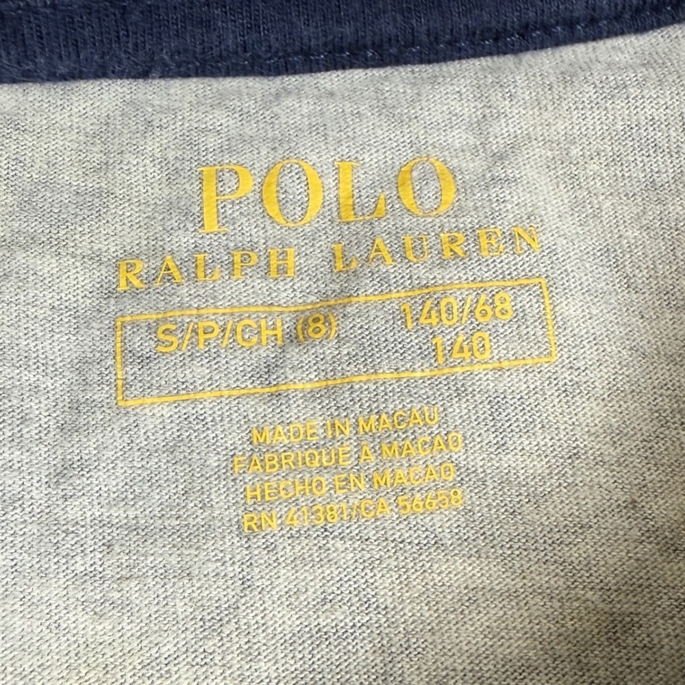 Polo Ralph Lauren Bear T-Shirt Boys 8 Gray All Over Print Preppy Graphic Tee - Picture 3 of 5